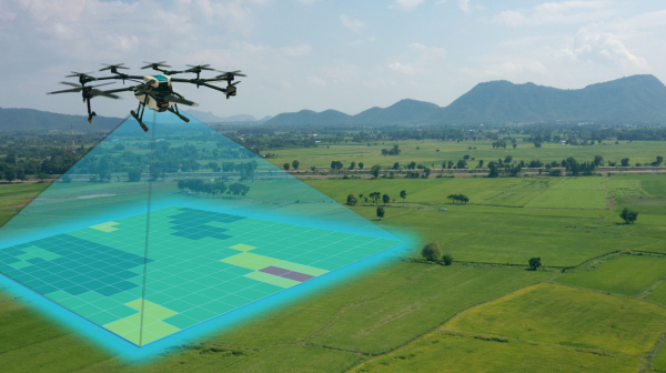 drone for agriculture, drone use for various fields like research analysis, safety,rescue, terrain scanning technology, monitoring soil hydration ,yield problem and send data to smart farmer on tablet