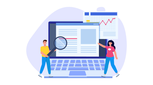 Editable online document. Blogger, copywriter or journalist concept. Editor work. Creative writing and storytelling, copywriting . Online education, distant learning. Vector illustration.